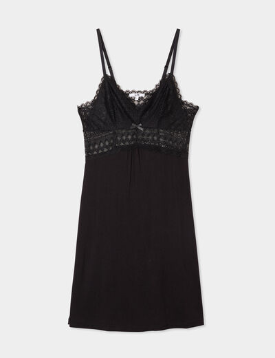 Nuisette courte avec dentelle noir femme