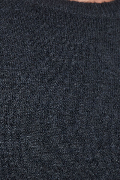 Pull col rond manches longues bleu foncé femme