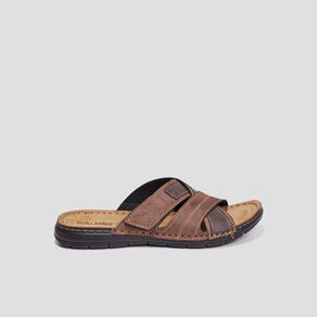 Mules bride à scratchs marron homme