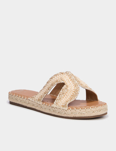 Mules effet tress&eacute; semelle &eacute;paisse sable femme