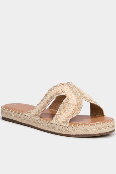 Mules effet tress&eacute; semelle &eacute;paisse sable femme
