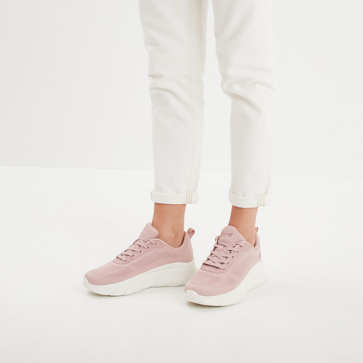 Baskets running Skechers Bobs Flex rose poudrée femme