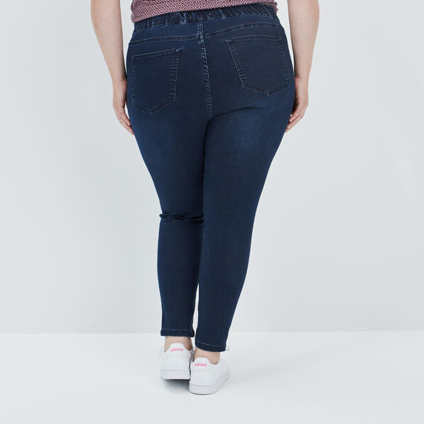 pantalon jegging taille haute denim blue black femmegt Pantalon jegging taille haute denim blue black femme grande taille