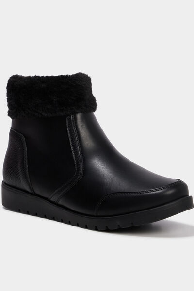 Boots zipp&eacute;es doublure fausse fourrure noir femme