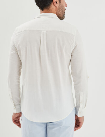 Chemise manches longues lin majoritaire blanc homme