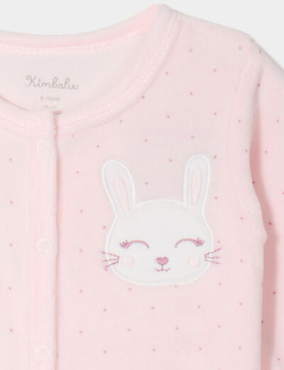 Dors-bien effet velours manches longues rose clair bébé fille