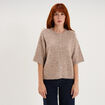 Gilet boutonn&eacute; manches courtes col rond beige femme