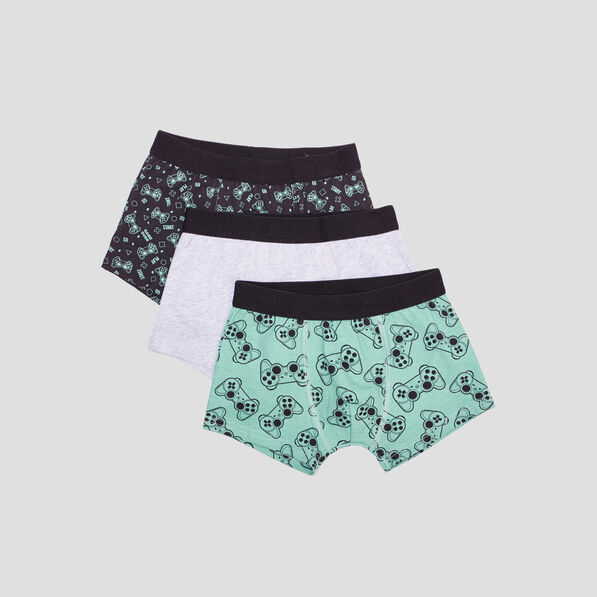 lot 3 boxers gaming vert garcon Lot 3 boxers gaming vert garçon