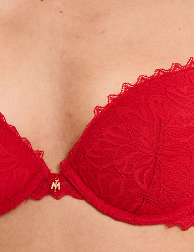 Soutien-gorge push up dentelle rouge femme
