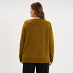Pull droit col en V manches longues vert olive femme grande taille