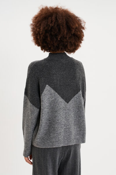 Pull col montant &agrave; sequins oversize gris fonc&eacute; femme