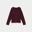 Pull droit &agrave; sequins et col en V prune femme