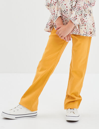Tregging flare coton taille élastiquée jaune moutarde fille