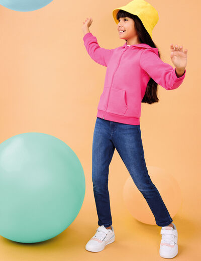 Sweat à capuche zippé rose fushia fille