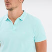 Polo piqu&eacute; coton manches courtes bleu turquoise homme