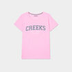 T-shirt col rond manches courtes rose fluo femme