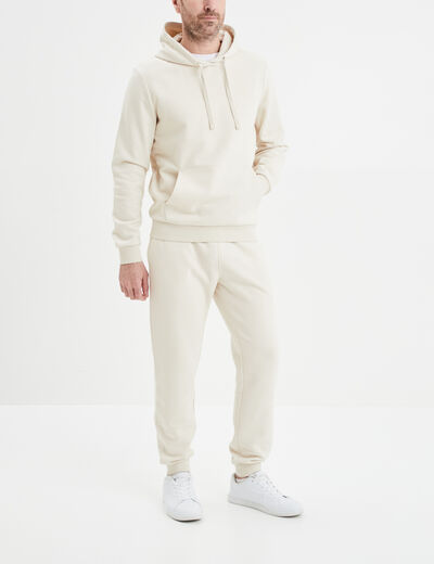 Sweat molleton à capuche hoodie ecru homme