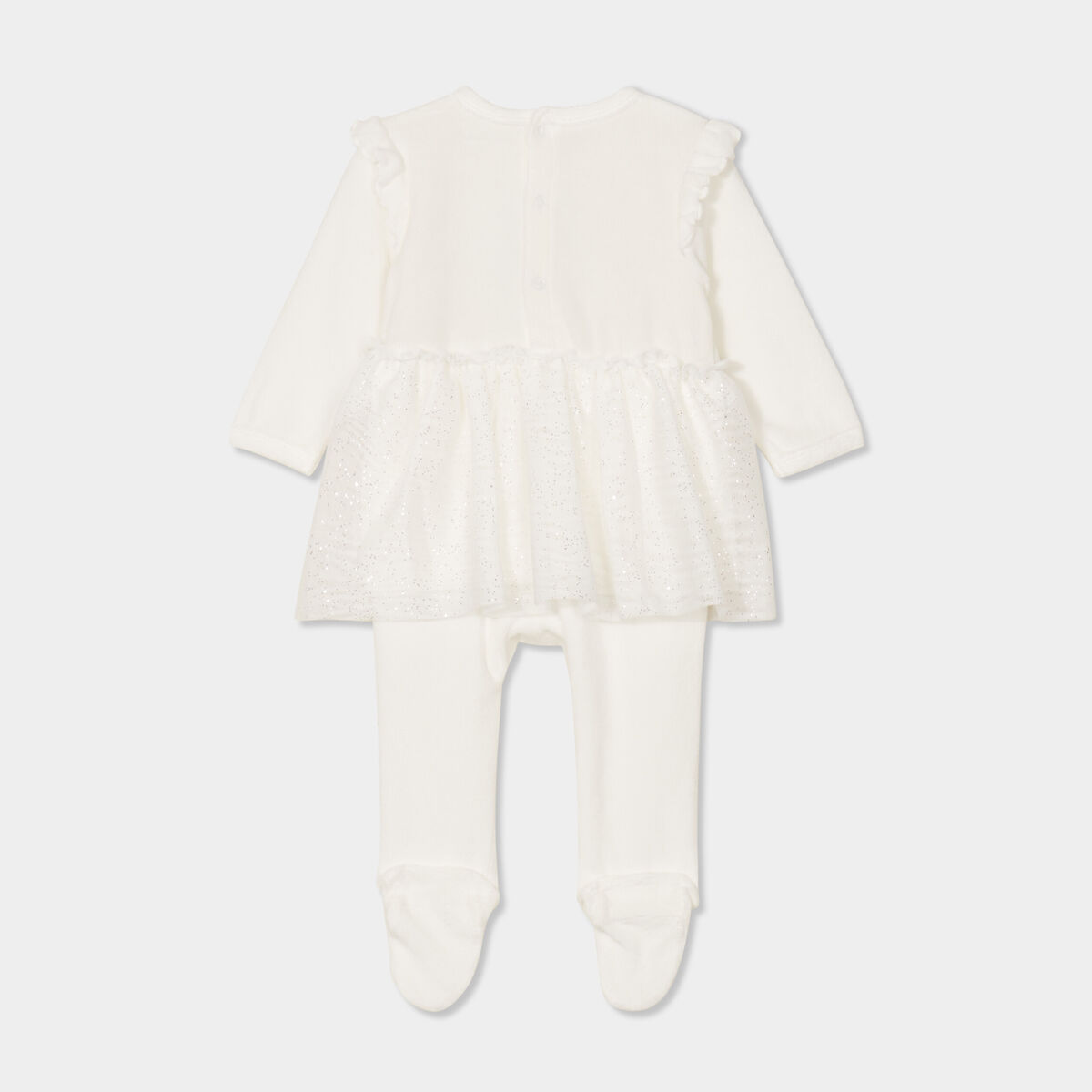 Dors-bien No&euml;l manches longues boutonn&eacute; ivoire b&eacute;b&eacute; fille