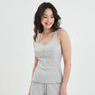 Haut de pyjama d&eacute;bardeur effet c&ocirc;tel&eacute; gris femme
