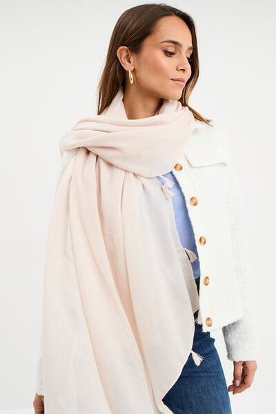 Foulard &agrave; pompons sable femme