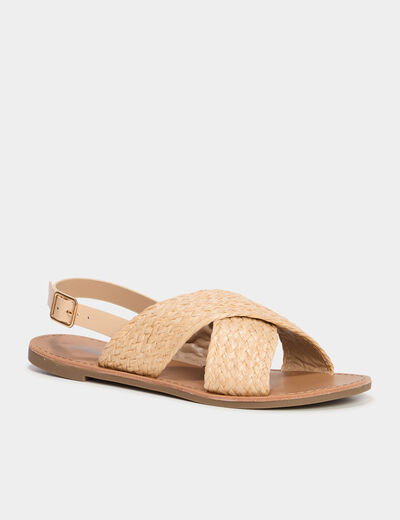 Sandales brides tressées croisées sable femme