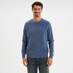 Pull col rond coton manches longues bleu foncé homme