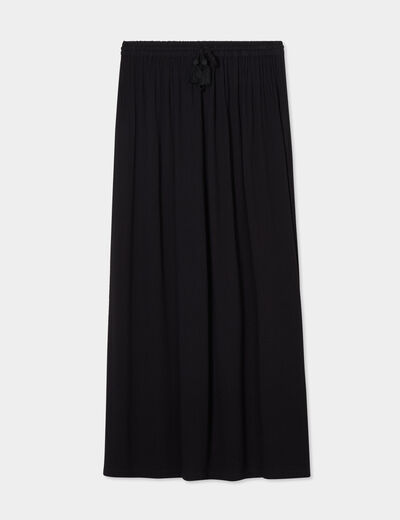 Jupe longue droite fluide noir femme