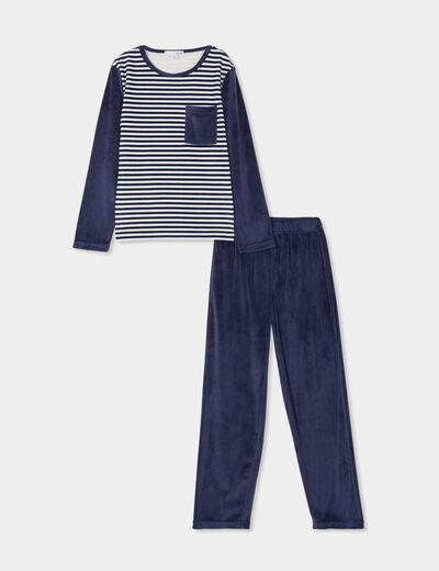 Ensemble de pyjama effet velours bleu marine garçon