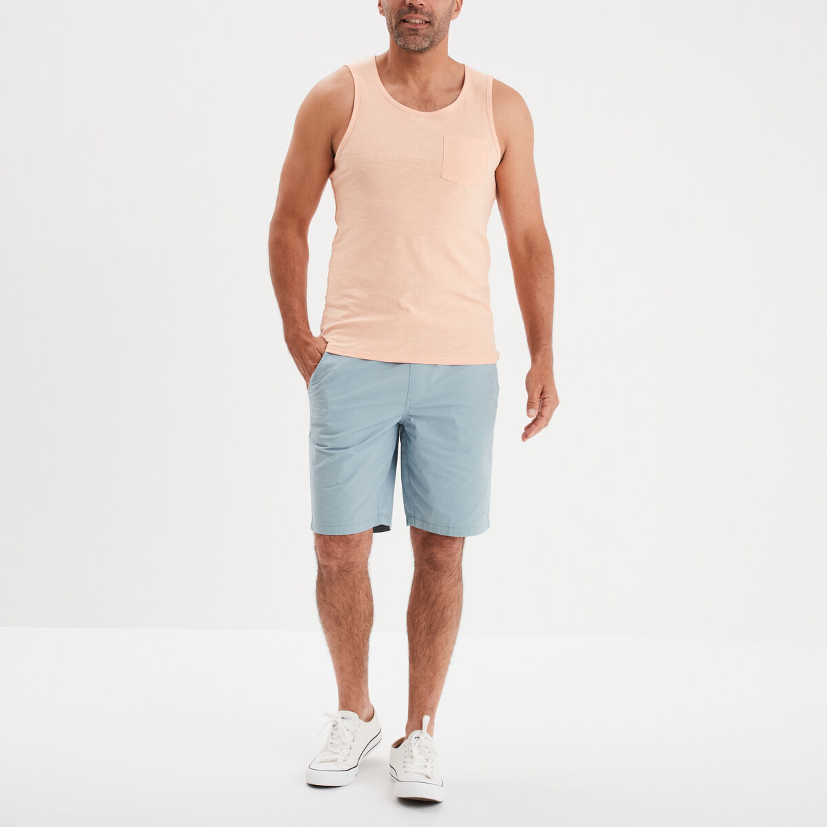 Débardeur droit 1 poche coton Creeks rose homme