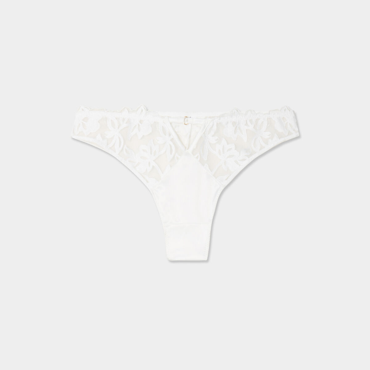 Tanga en dentelle blanc femme