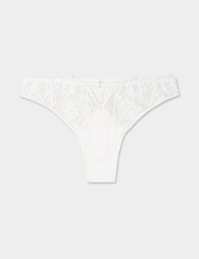 Tanga en dentelle blanc femme
