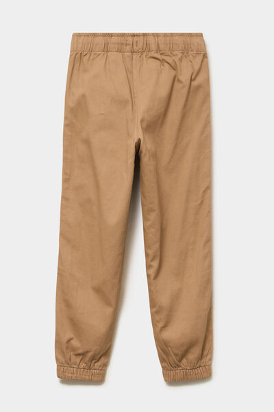 Pantalon jogger doubl&eacute; coton taupe gar&ccedil;on