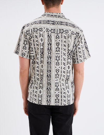 Chemise col cubain manches courtes coton taupe homme