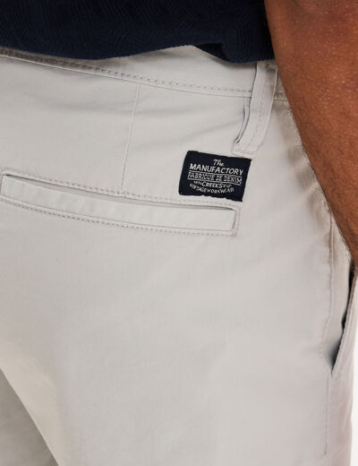 Bermuda short chino straight stretch gris clair homme