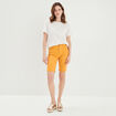 Bermuda slim 5 poches jaune moutarde femme