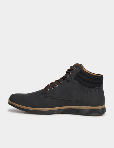 Bottines montantes &agrave; lacets noir homme