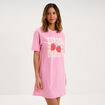 Chemise de nuit &agrave; manches courtes coton rose femme