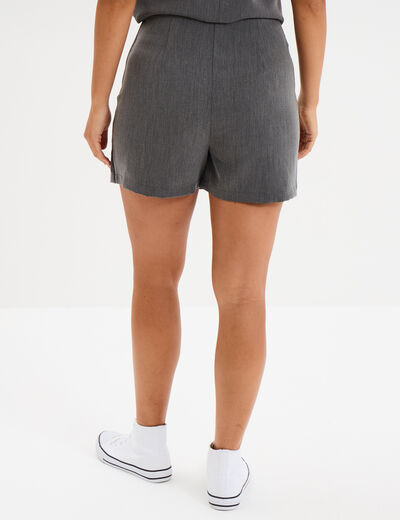 Jupe-short courte droite zippée gris foncé femme