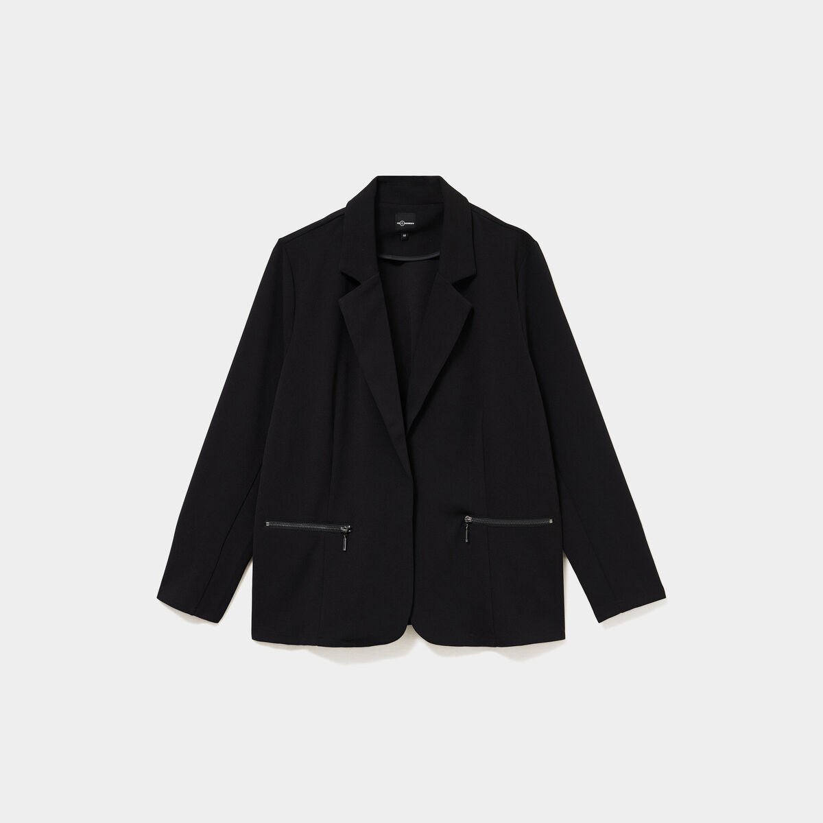 Blazer avec poches zipp&eacute;es noir femme grande taille