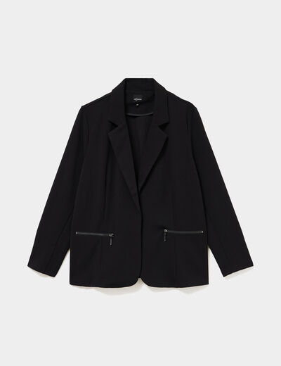 Blazer avec poches zipp&eacute;es noir femme grande taille