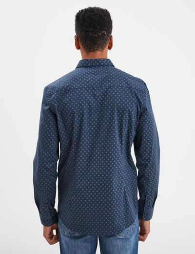 Chemise ajustée col français bleu foncé homme
