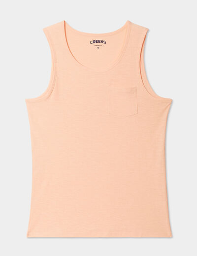 Débardeur droit 1 poche coton Creeks rose homme