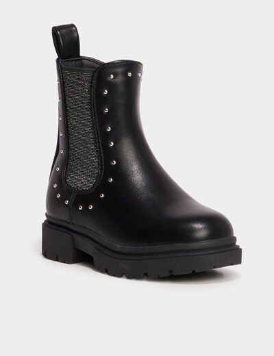 Boots chelsea avec clous noir fille