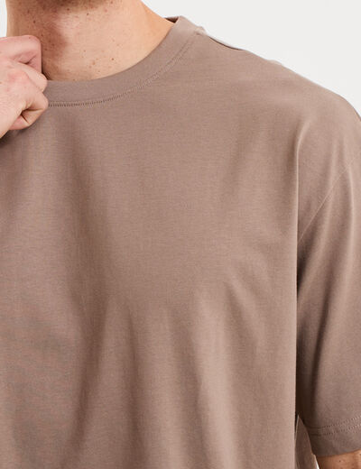 T-shirt col rond coupe relax coton &eacute;pais gris homme