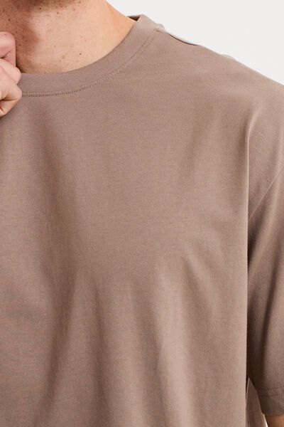 T-shirt col rond coupe relax coton &eacute;pais gris homme