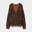 Gilet col en V manches longues camel femme