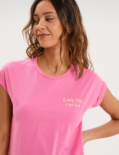 Ensemble pyjama short et t-shirt ecru femme
