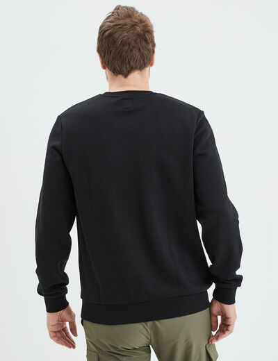 Sweat molleton col rond noir homme