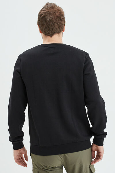 Sweat molleton col rond noir homme