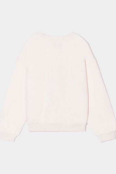 Sweat à paillettes manches longues creme fille